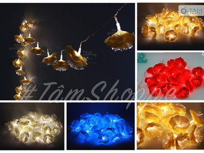 Dây đèn Led Hoa hồng lụa dạ quang cao cấp siêu sáng